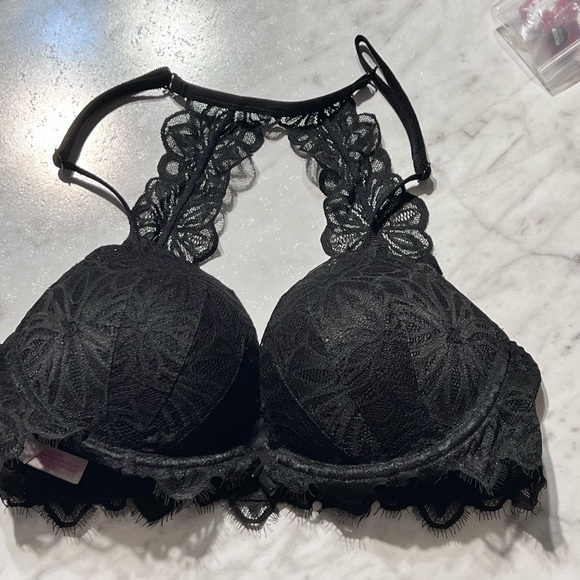 Victoria’s Secret PINK Lace Front Close Push Up Bra 34C Black Like New - Picture 9 of 10